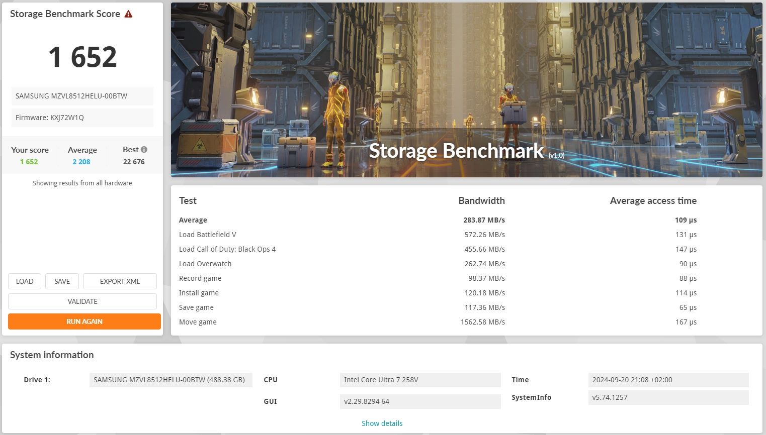 ASUS Zenbook S 14 UX5406S - 3DMark Storage