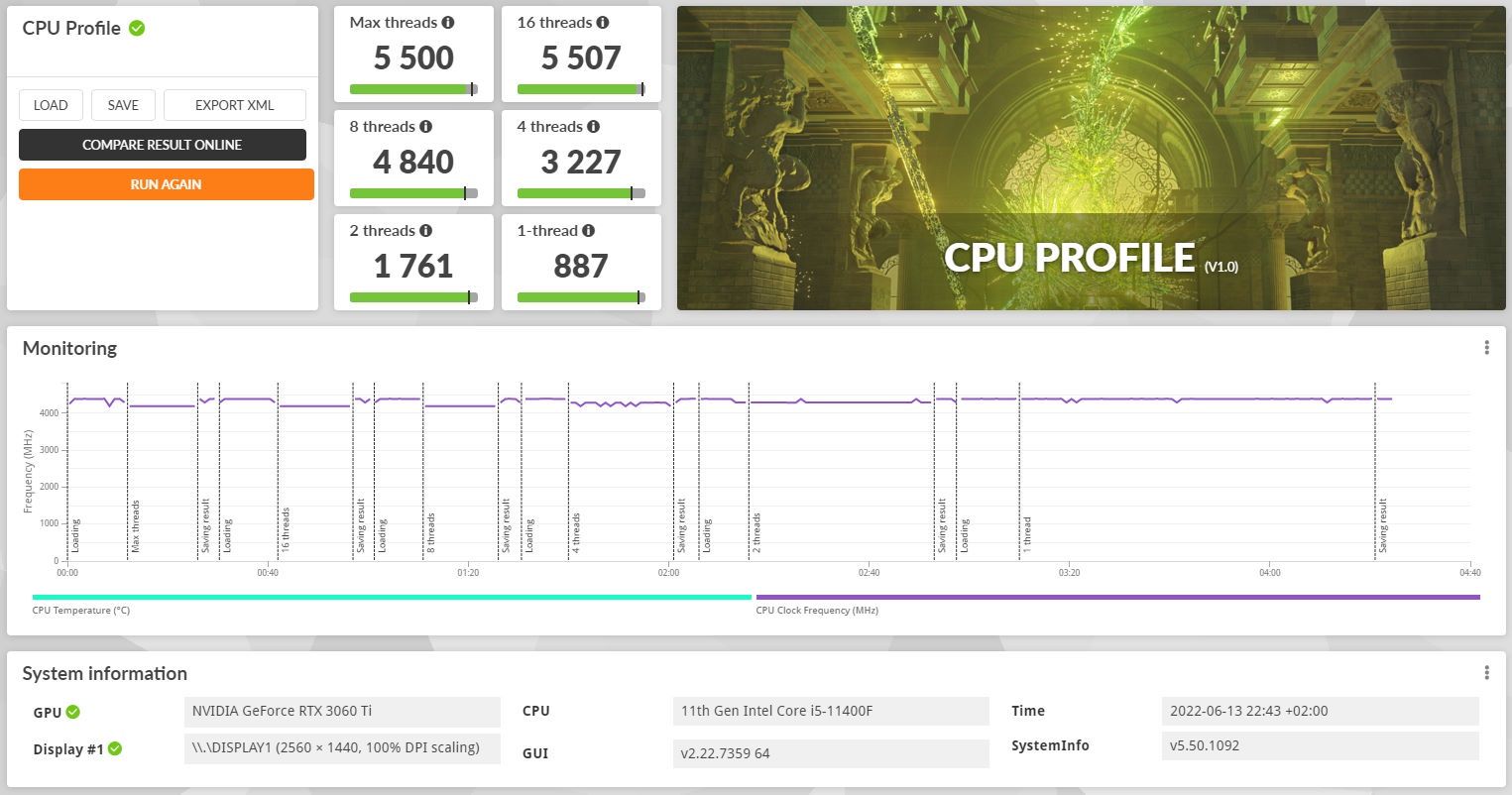 Lenovo Legion T5 - 3DMark CPU Profile