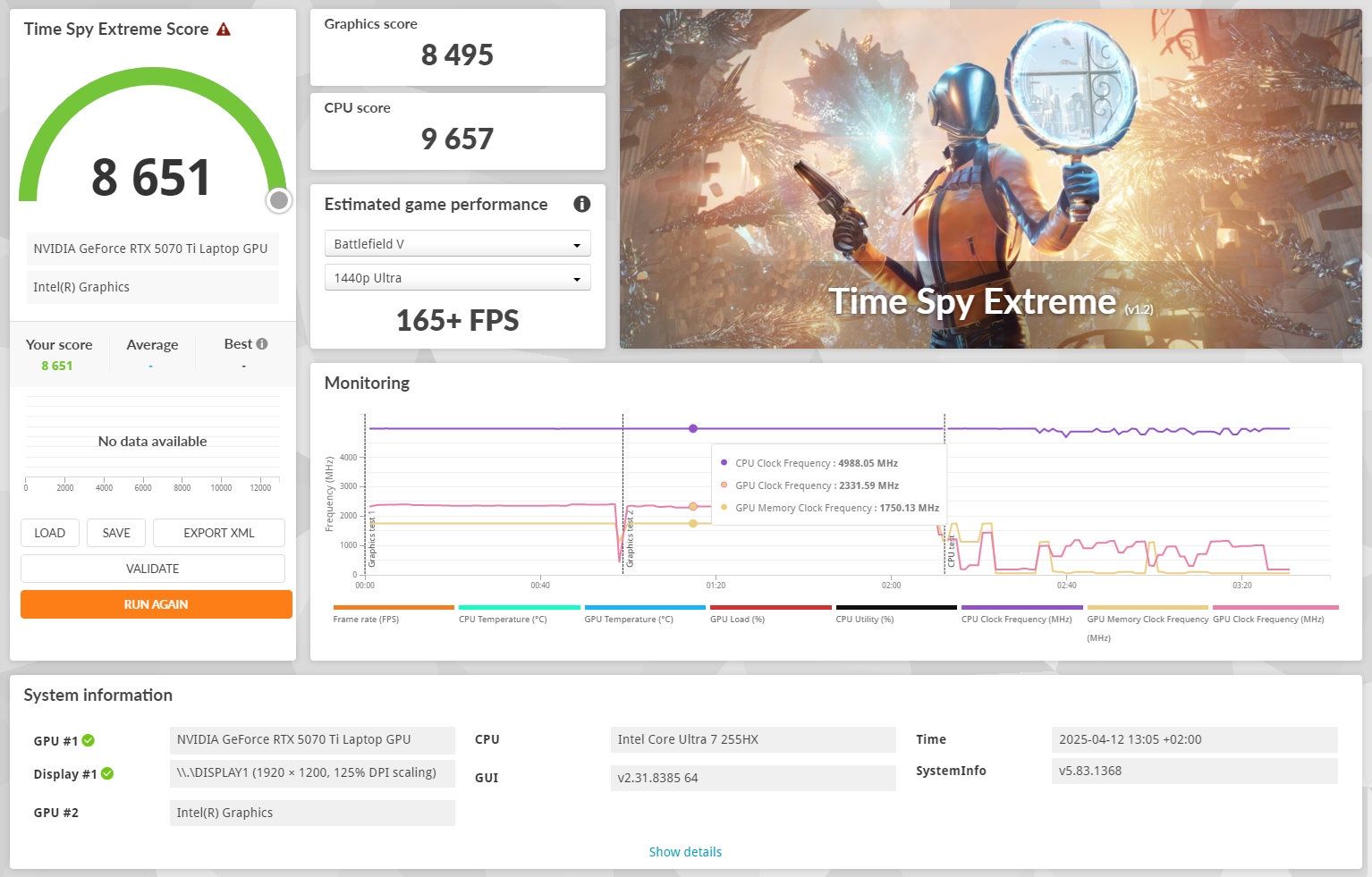 OMEN MAX 16 - 3DMark Time Spy Extream
