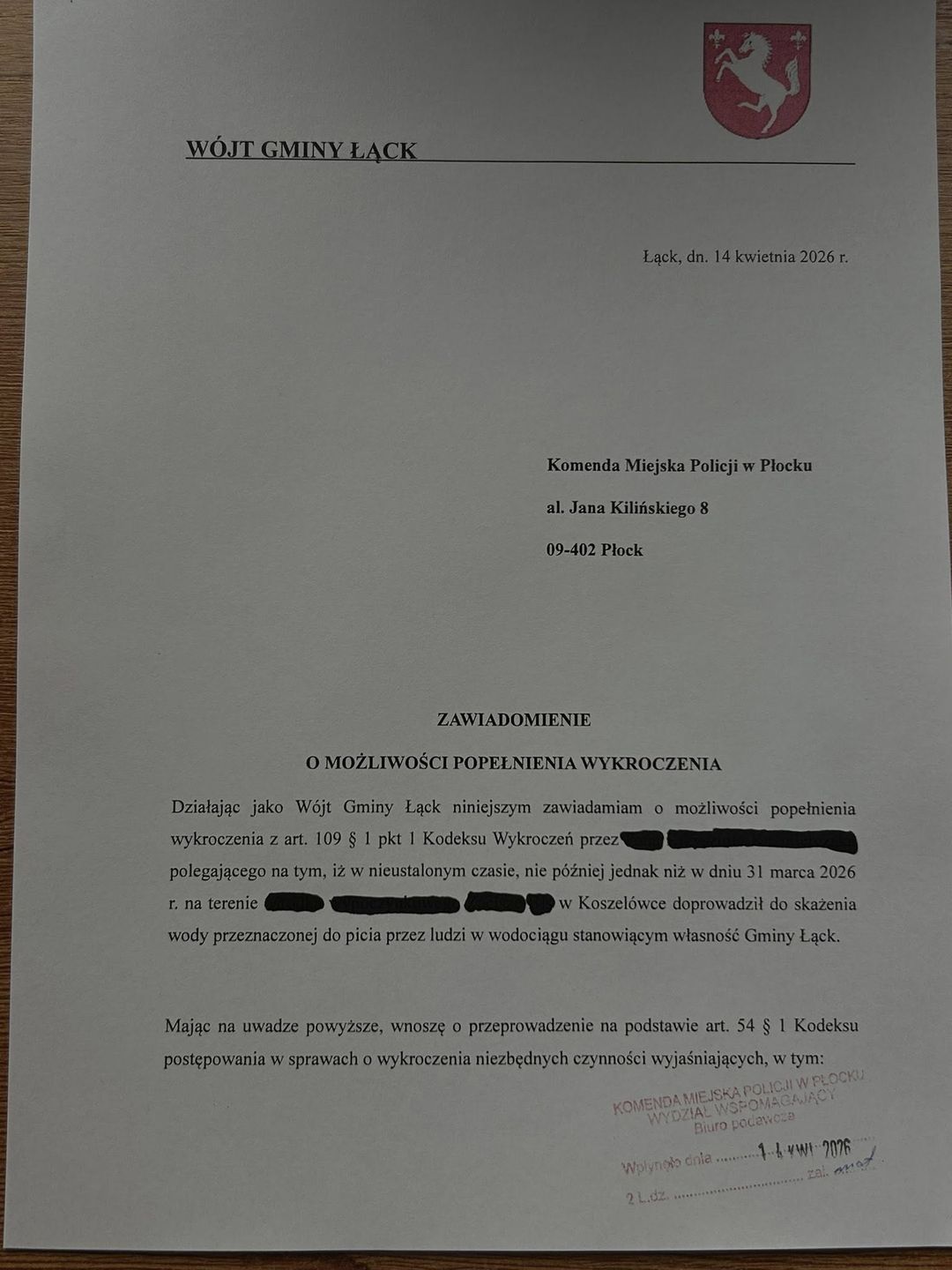 Złożone zawiadomienie 