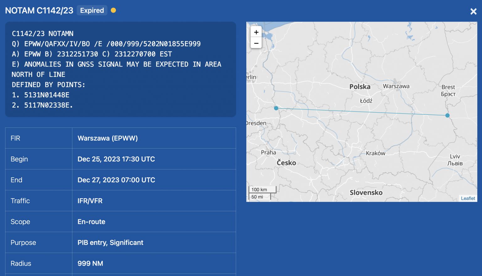 komunikat o problemach z zasięgiem GPS