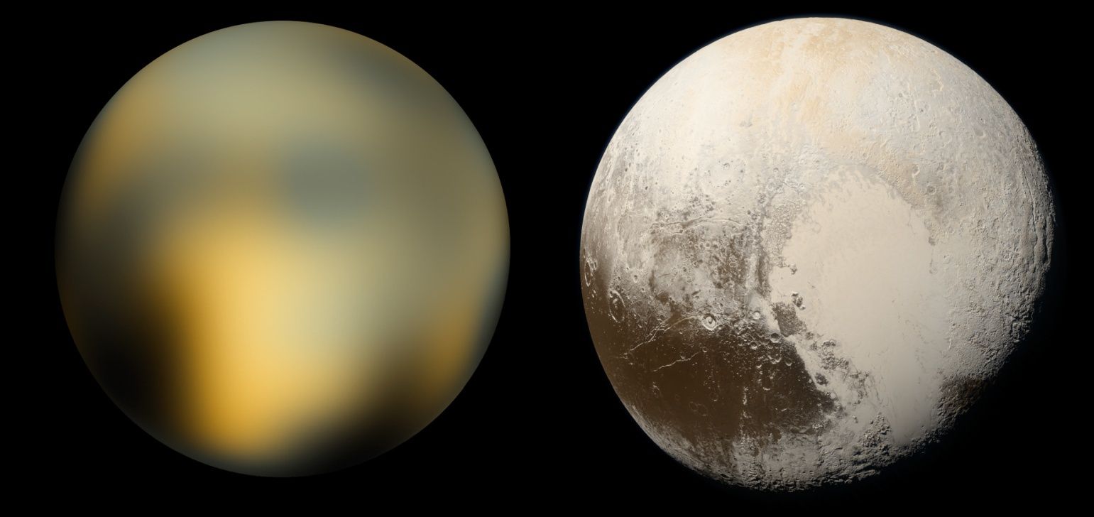 Pluton z Ziemi i z orbity planety