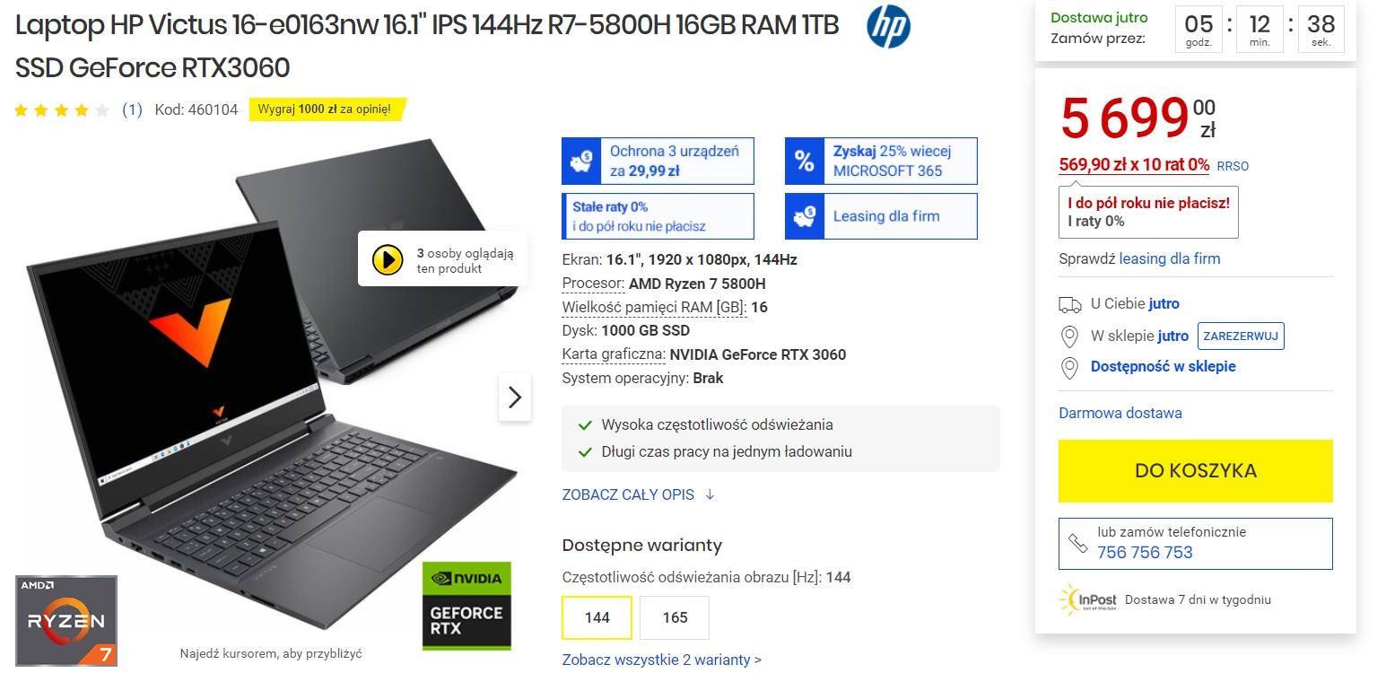 Victus 16 by HP z GeForce RTX 3060
