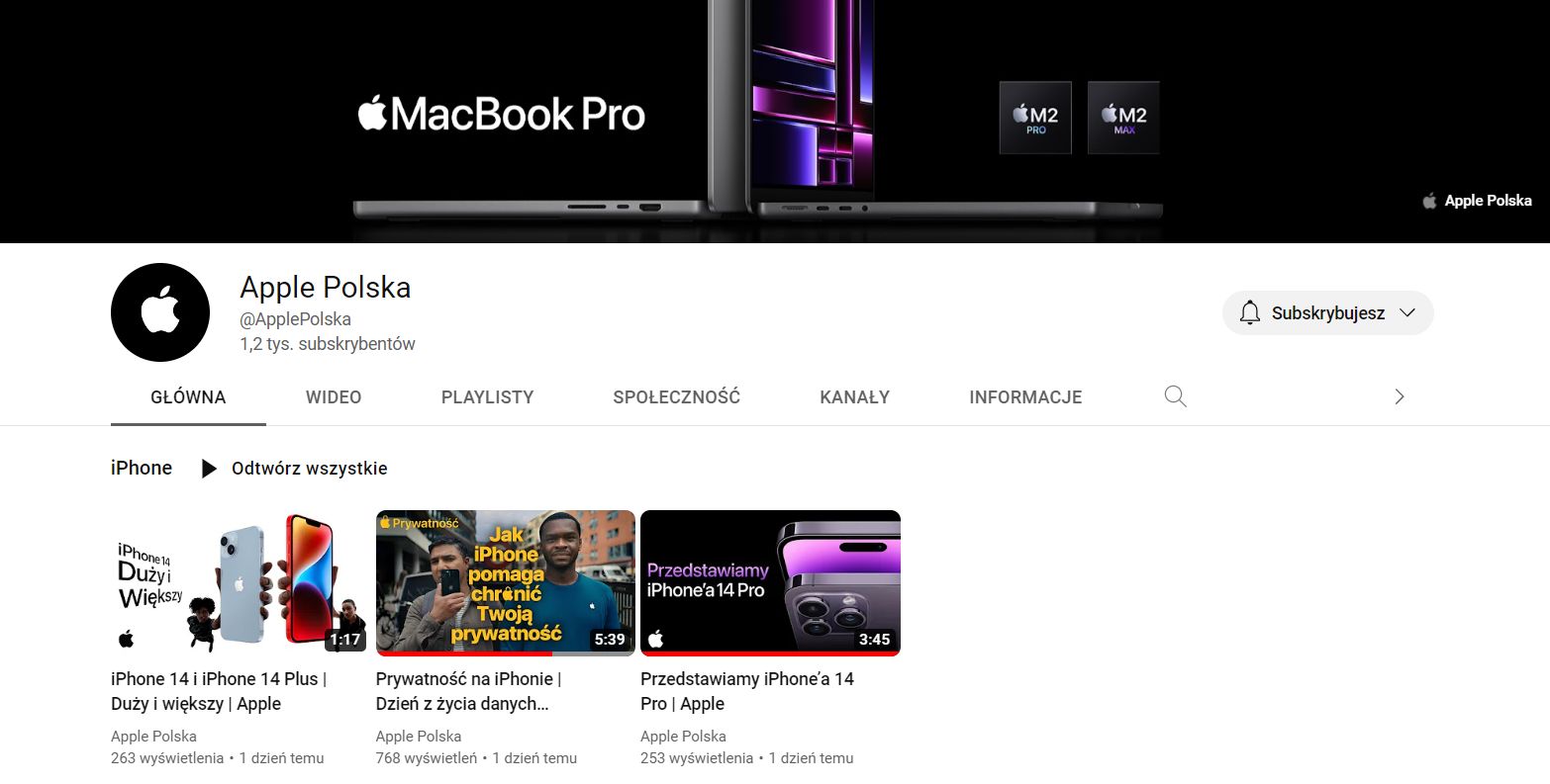 Kanał Apple Polska na YouTube