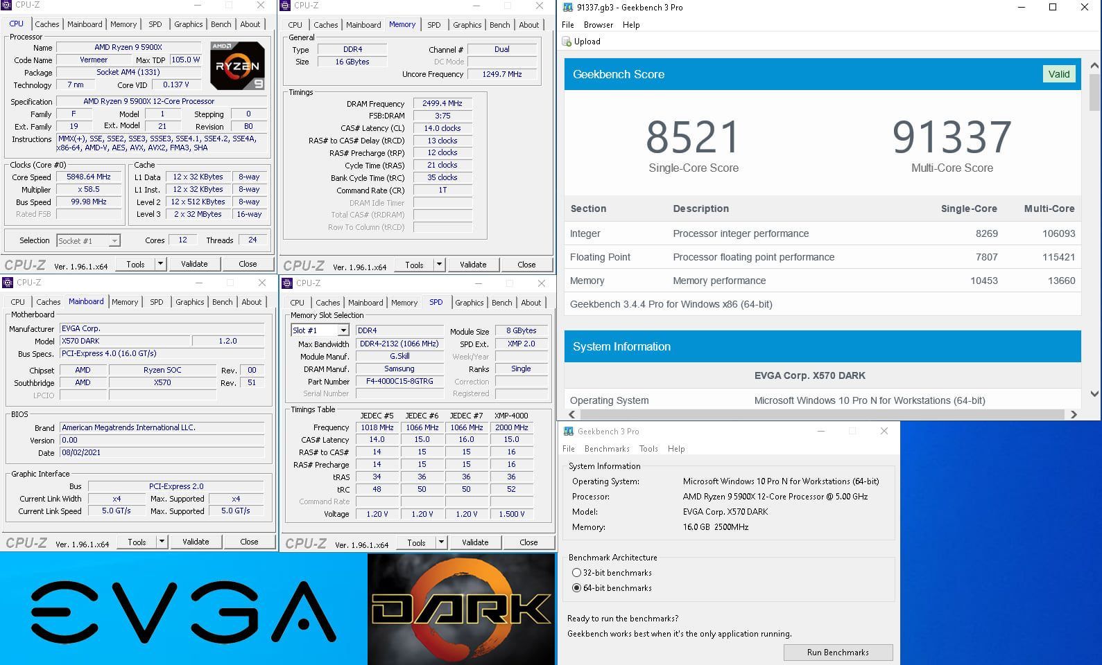 EVGA X570 DARK - podkręcanie AMD Ryzen 9 5900X