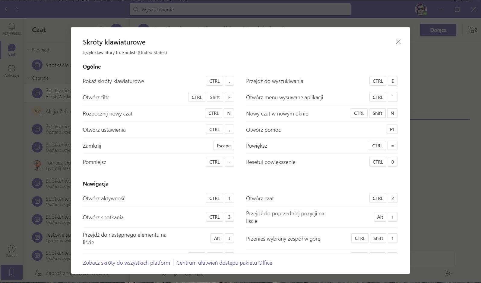 Microsoft Teams - skróty klawiaturowe