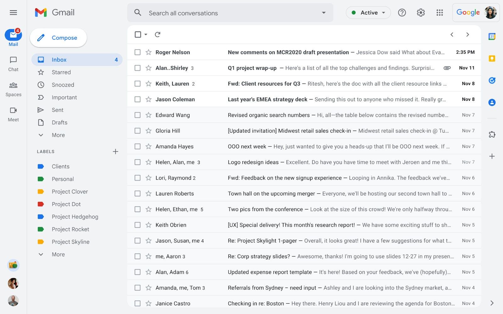 nowy interfejs Gmail