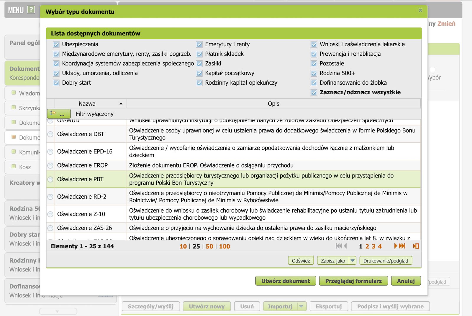 zus dokumenty