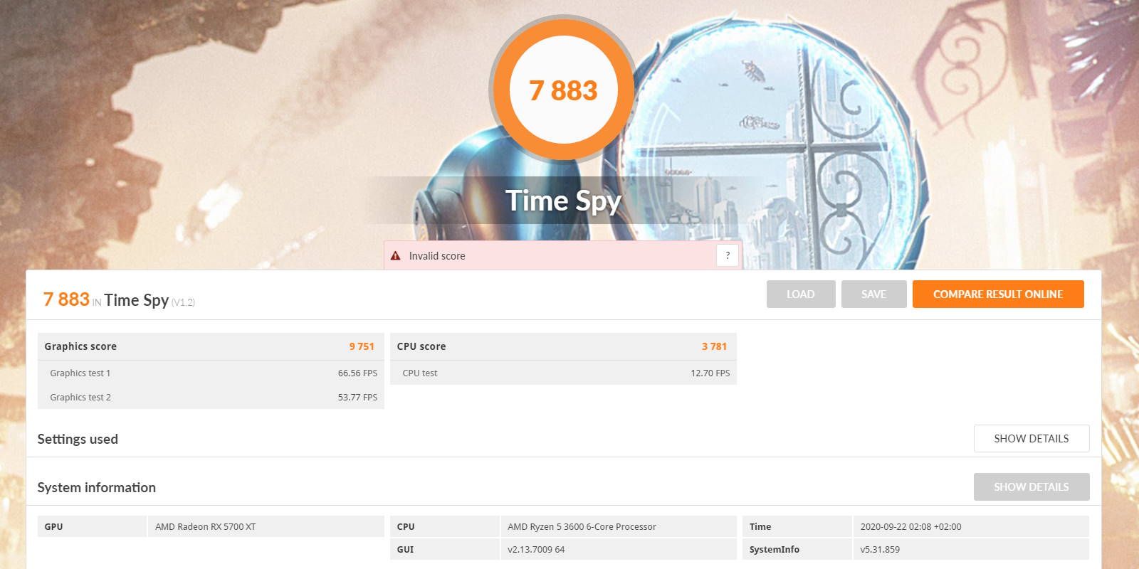 Actina SPC R3600 - wyniki 3DMark Time Spy