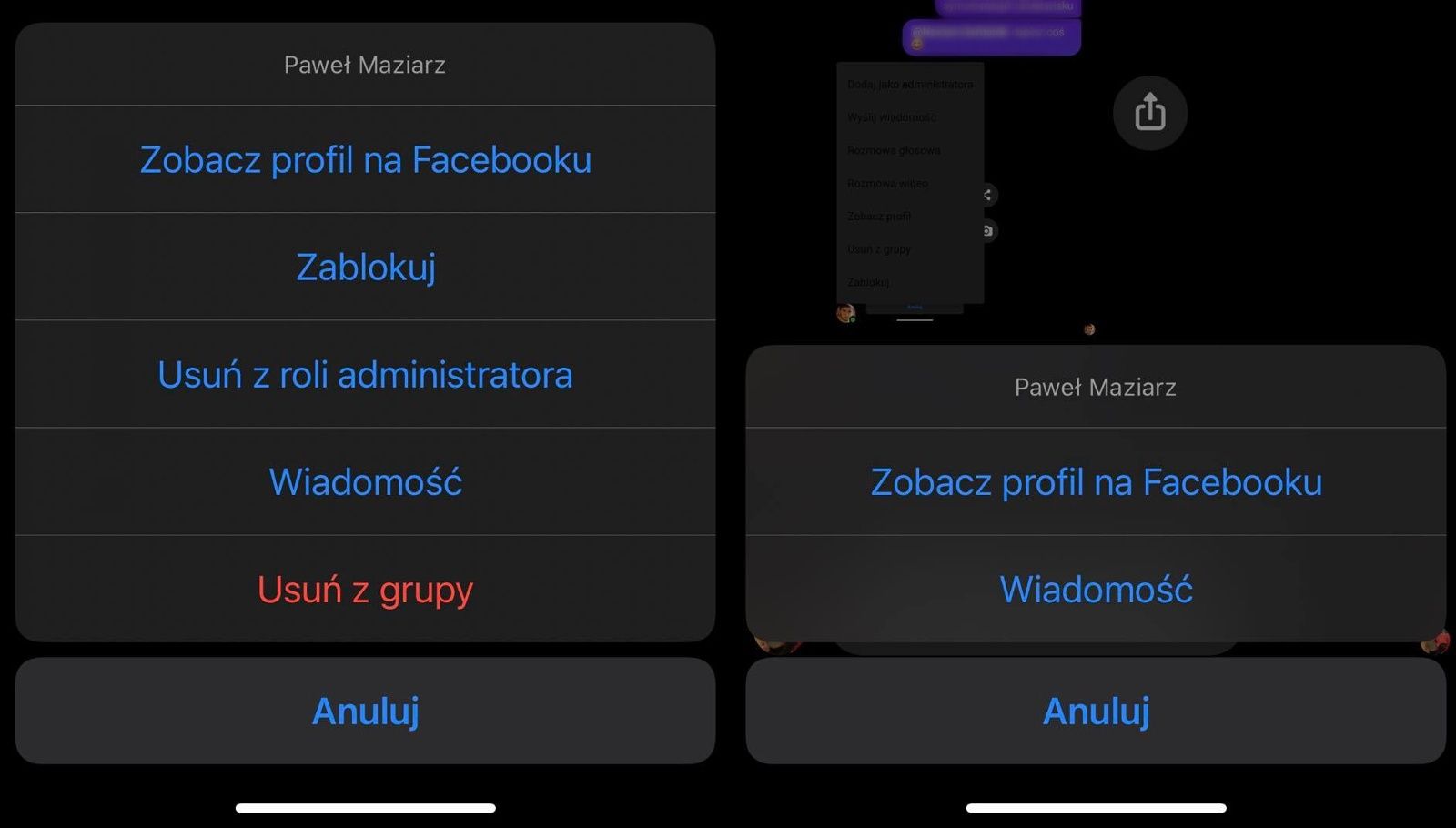 Messenger - bug na iOS