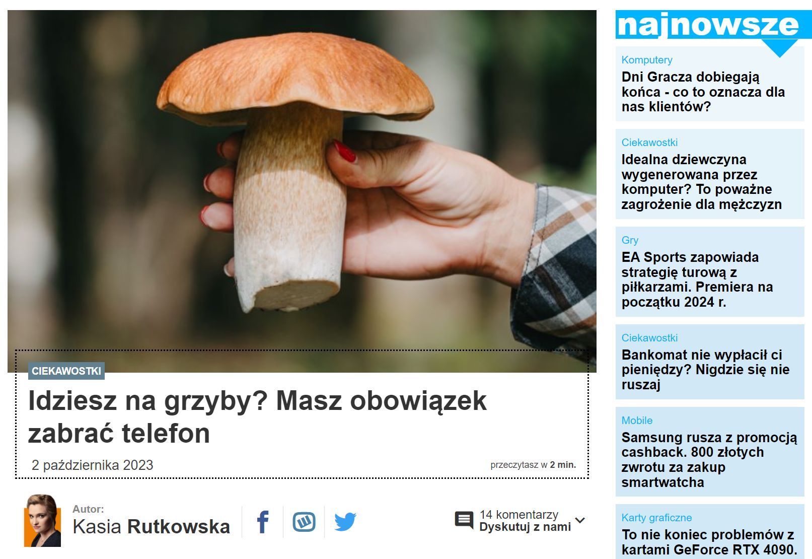 Smartfon na grzyby