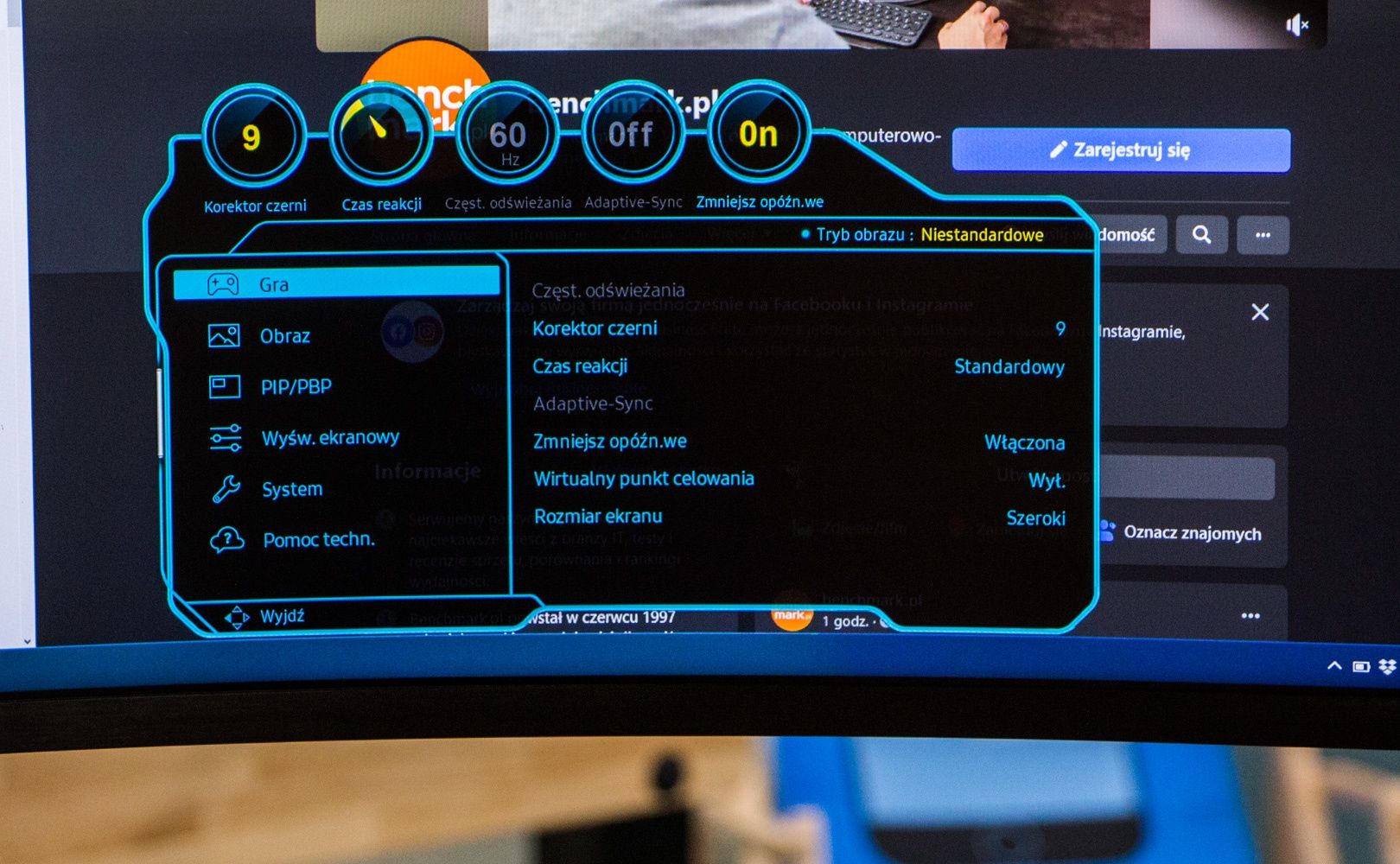 Samsung Odyssey G9 - menu gry