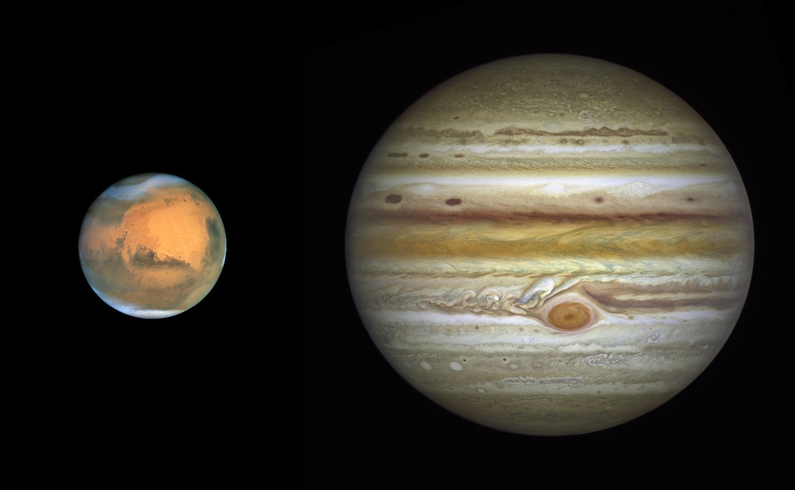 Mars i Jowisz z Hubble