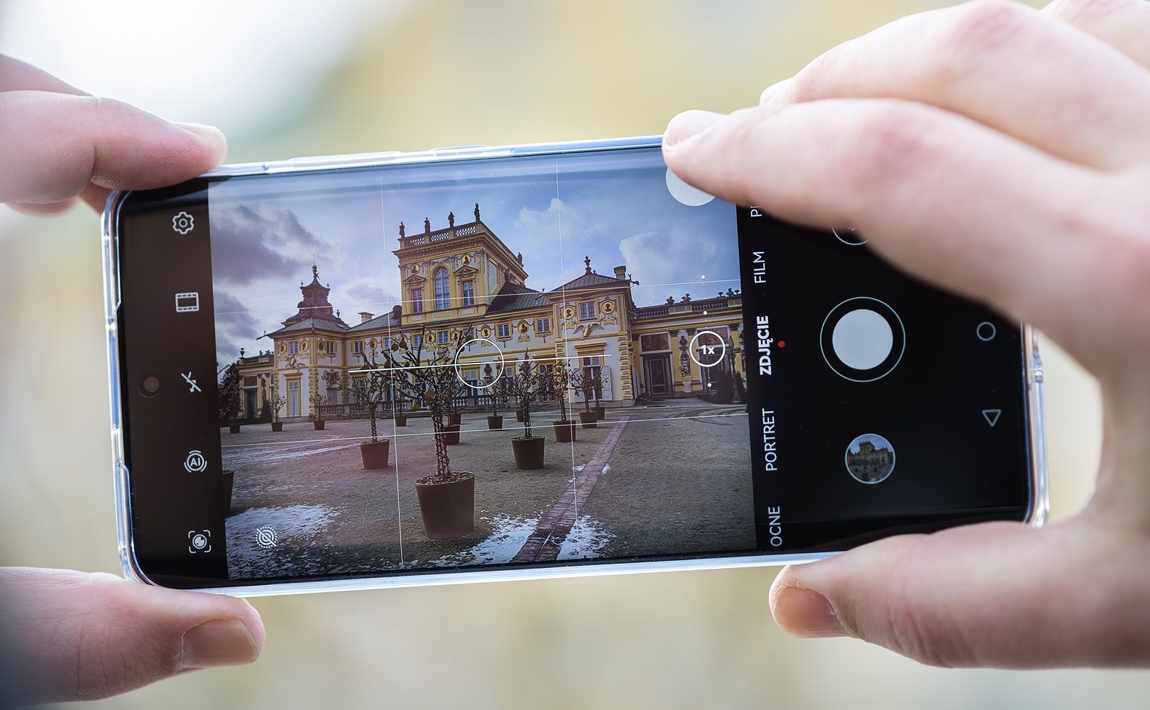 Huawei P50 Pro przesuwny spust migawki