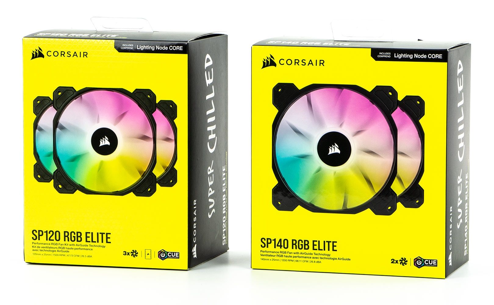 Corsair iCUE SP RGB Elite - pudełka zestawów 120 i 140 mm