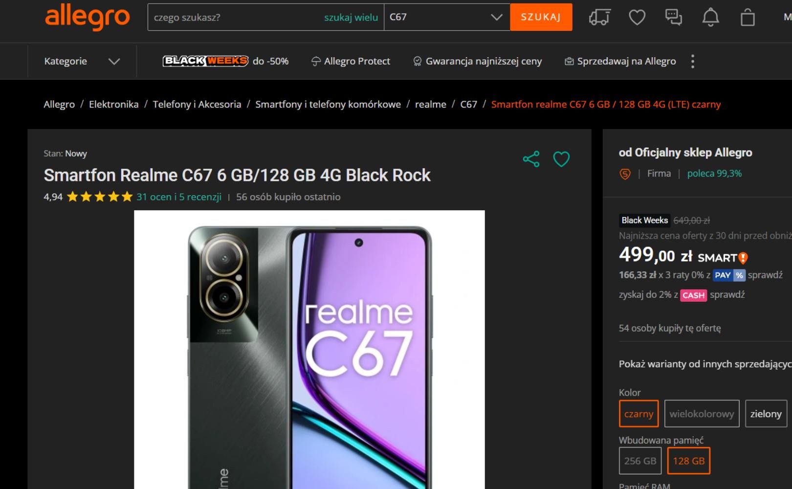 Promocyjna cena Realme C67 4G