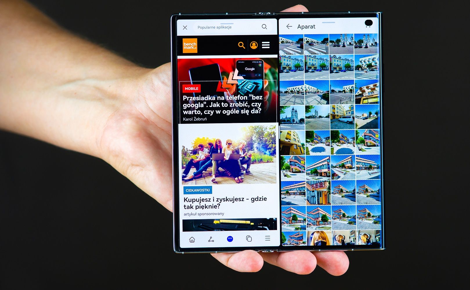 Huawei Mate Xs 2 rozłożony podział ekranu