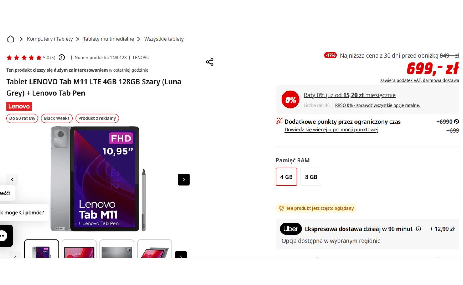 Tablet Lenovo M11 w promocji