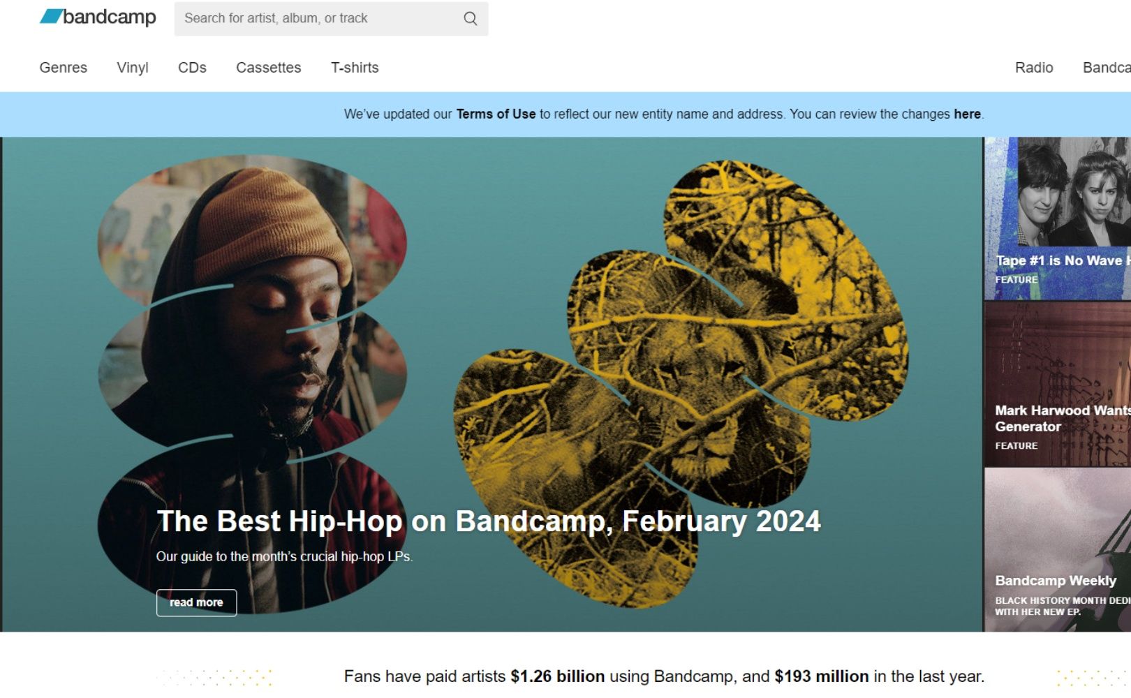 Strona Bandcamp z darmową muzyką do ściąganięcia