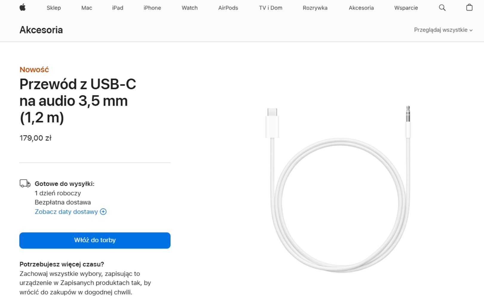 Wysoka cena za kabelek Apple do transmisji dźwięku