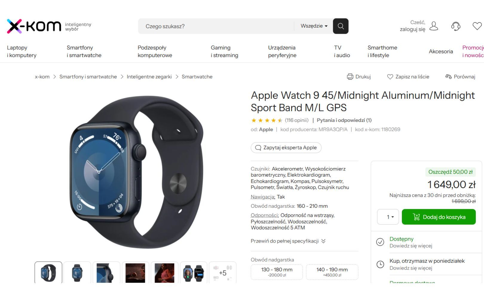 Apple Watch 9 w promocji Black Friday