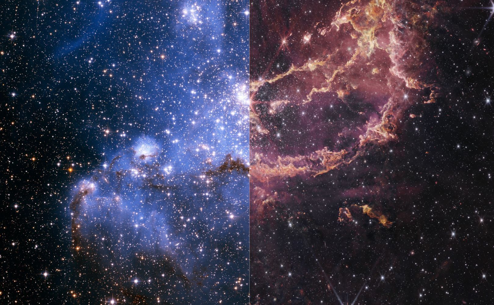 NGC346 miejsce narodzin gwiazd z Hubble i Webba