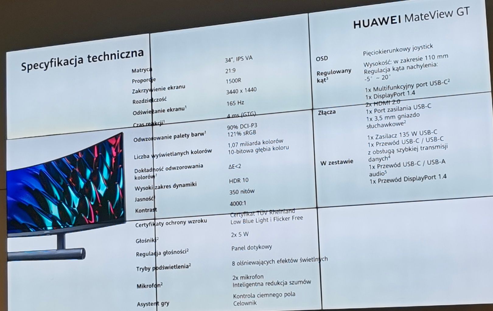 Huawei MateView GT specyfikacja