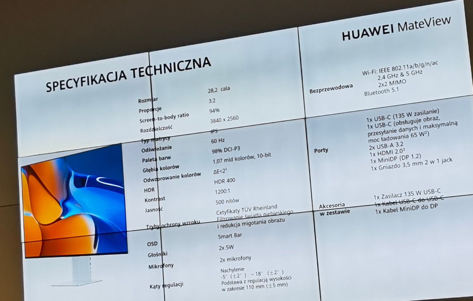 Huawei MateView specyfikacja