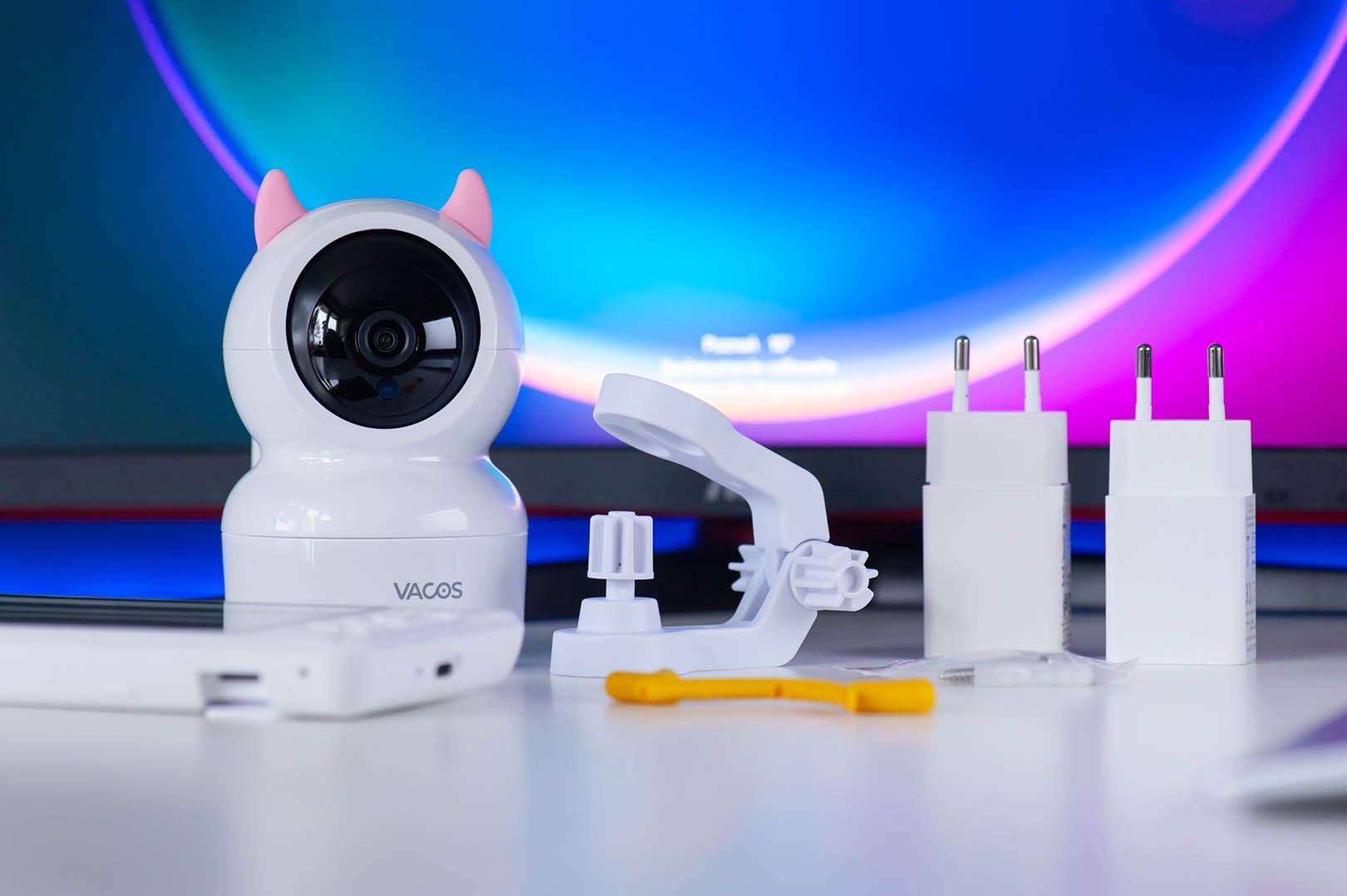 Vacos Baby Monitor zestaw z uchwytem ściennym