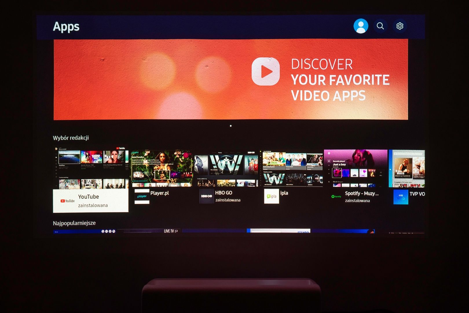 Samsung projektor - aplikacje