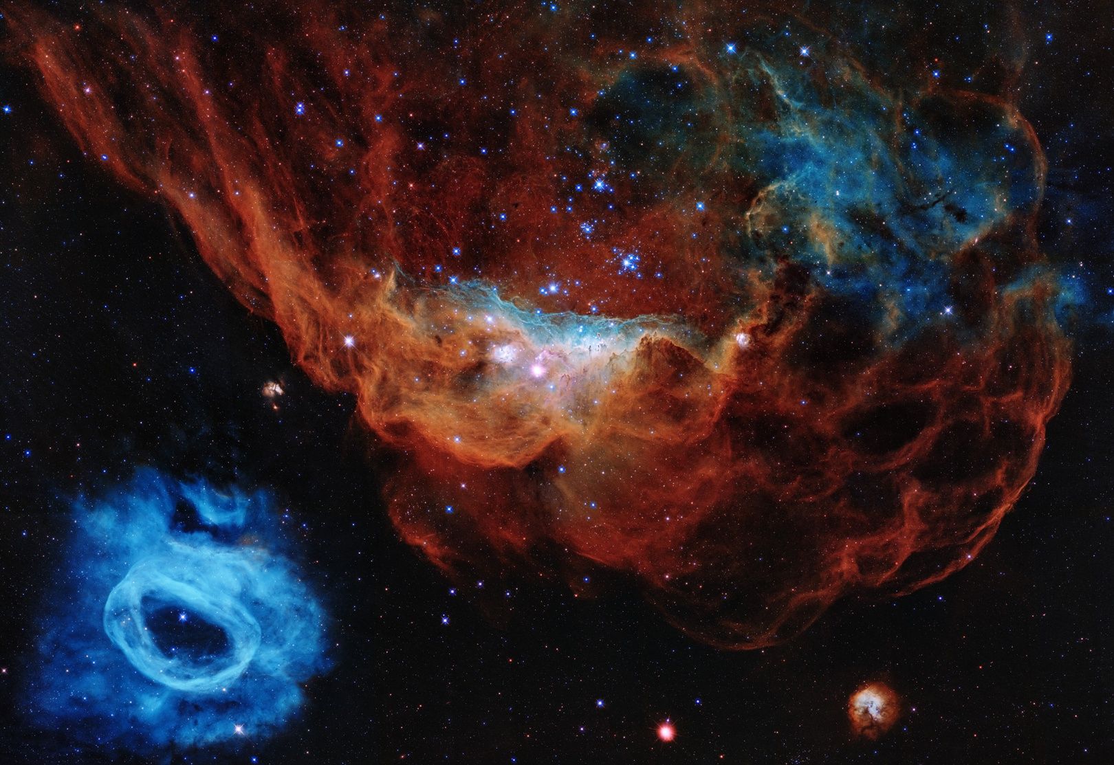 NGC2014 i NGC2020 w Wielkim Obłoku Magellana
