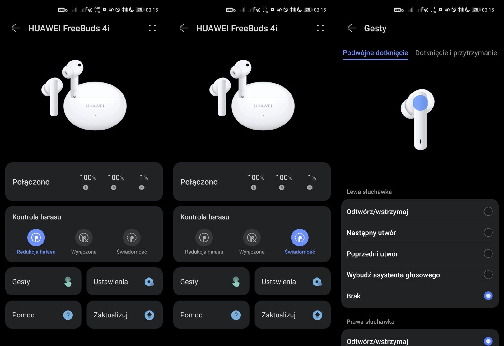 Menu AiLife dla Huawei FreeBuds 4i