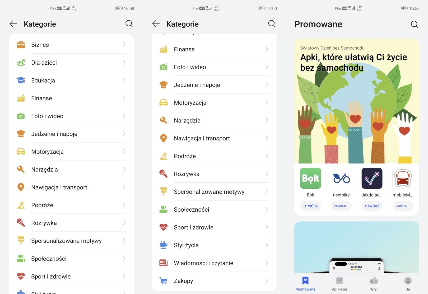 Kategorie aplikacje