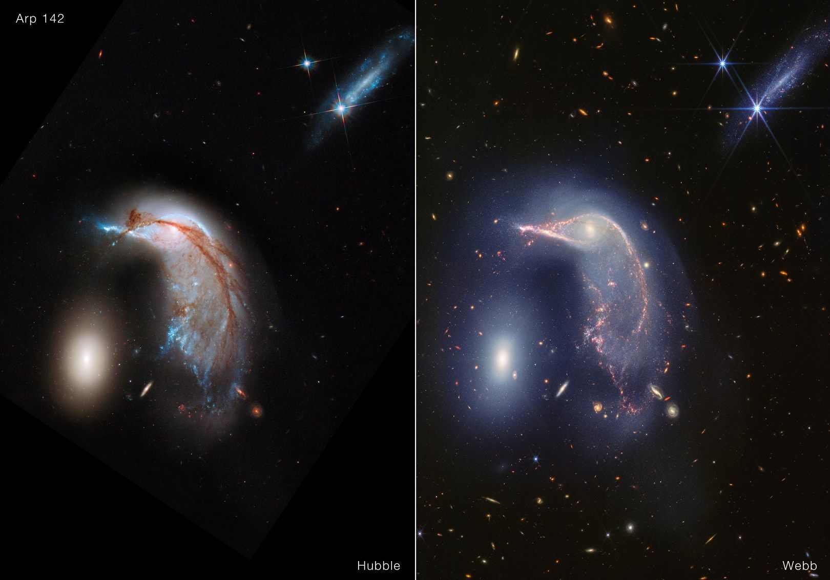 Arp 142 Hubble i Webb