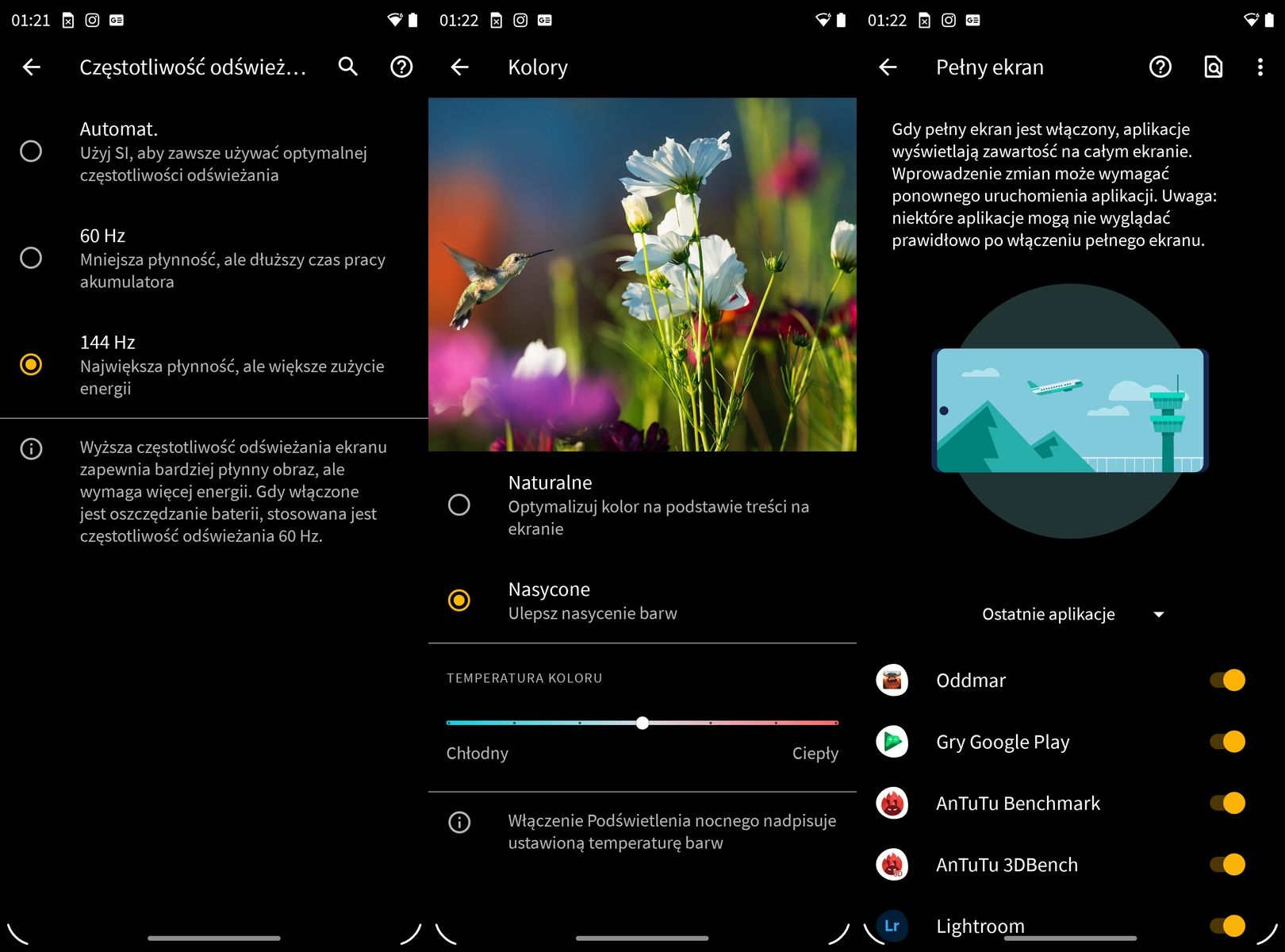 Motorola Edge 20 Pro ustawienia ekranu