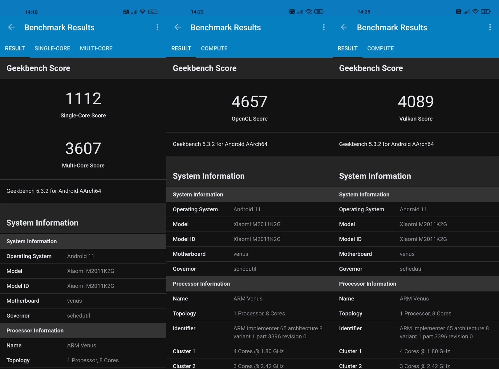 Xiaomi Mi 11 Geekbench