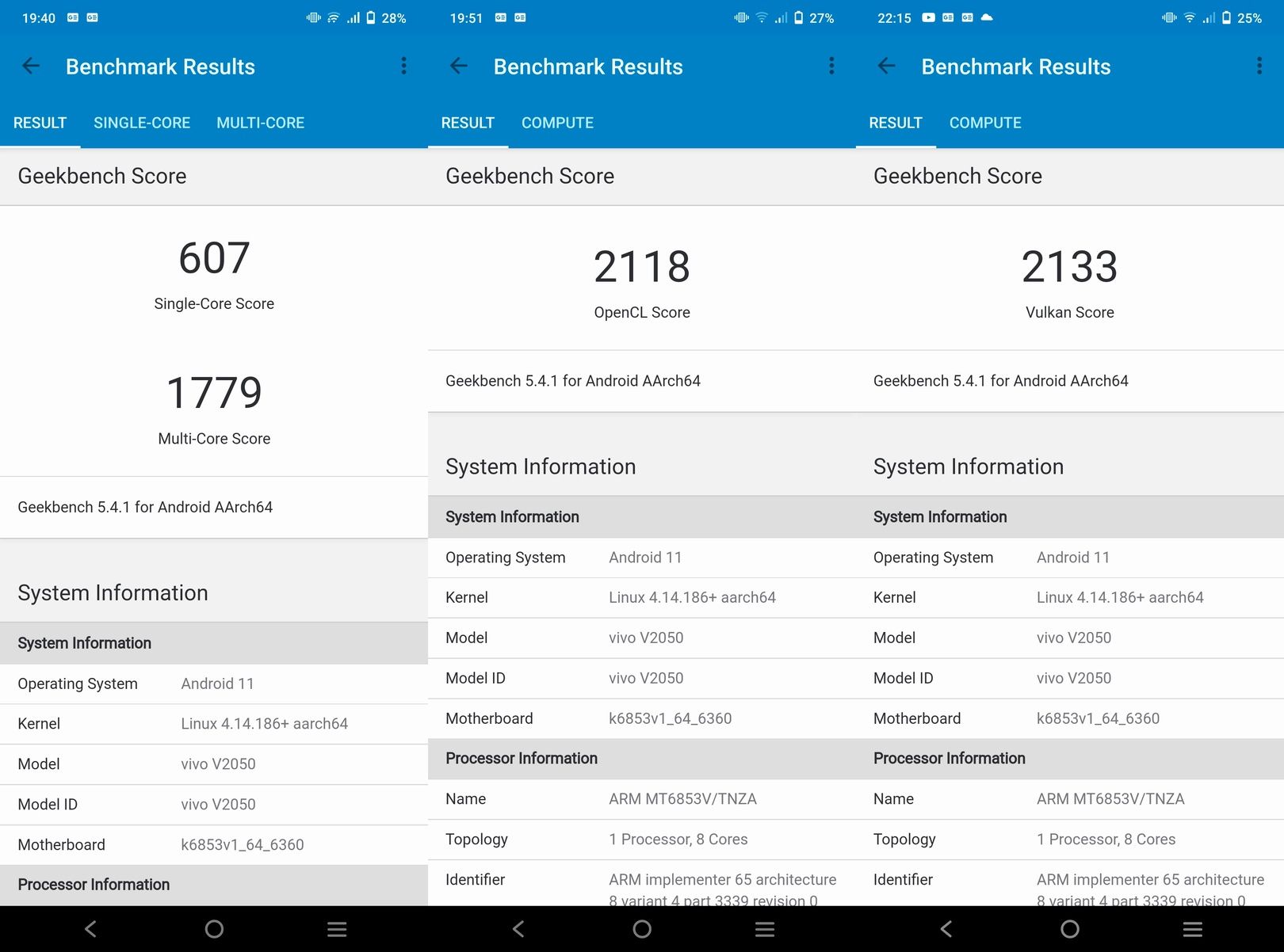 vivo V21 5G geekbench