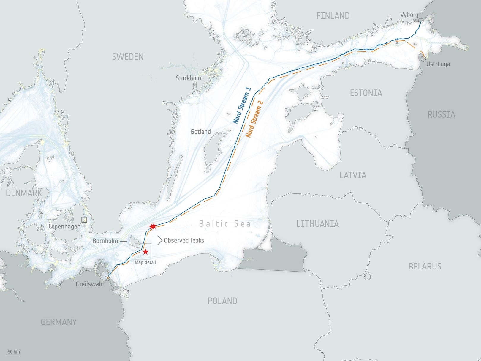 Miejsce wycieku Nord Stream