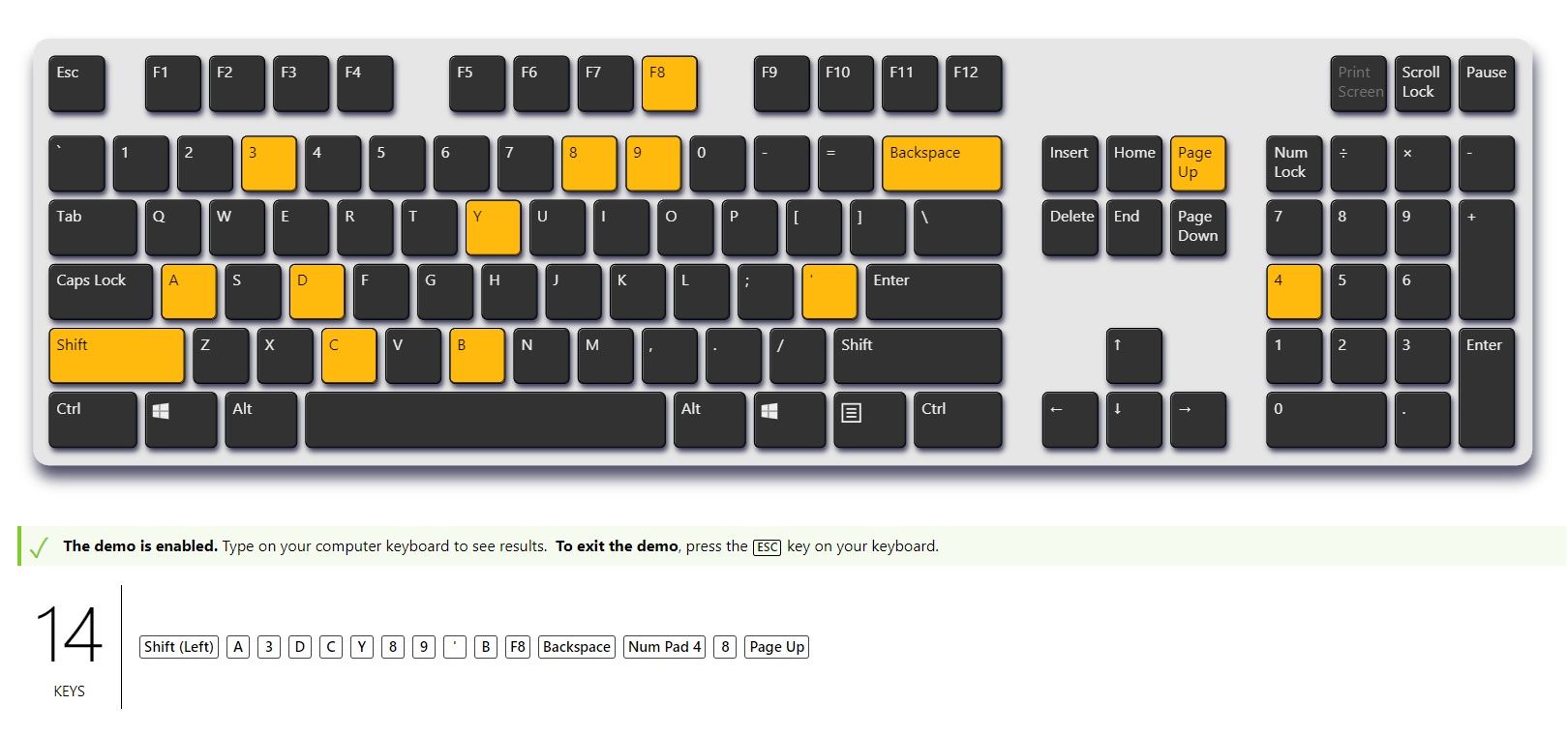Mad Dog GK900 RGB - test na antighosting i N-Key Rollover