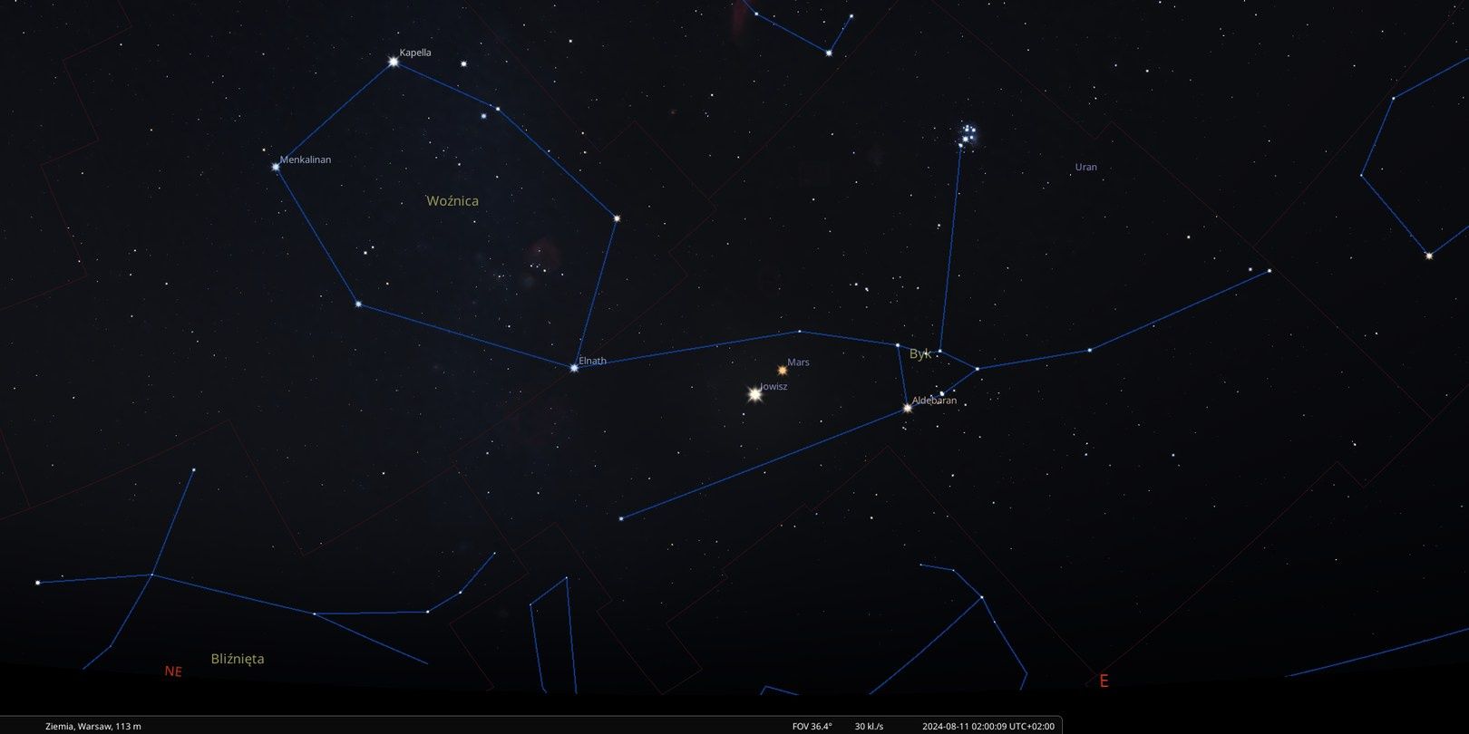 Mars Jowisz maksimum Perseidów