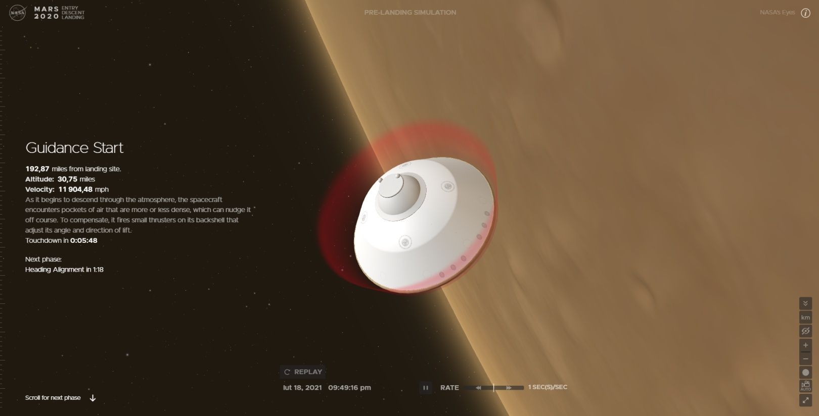 Mars lądowanie symulacja
