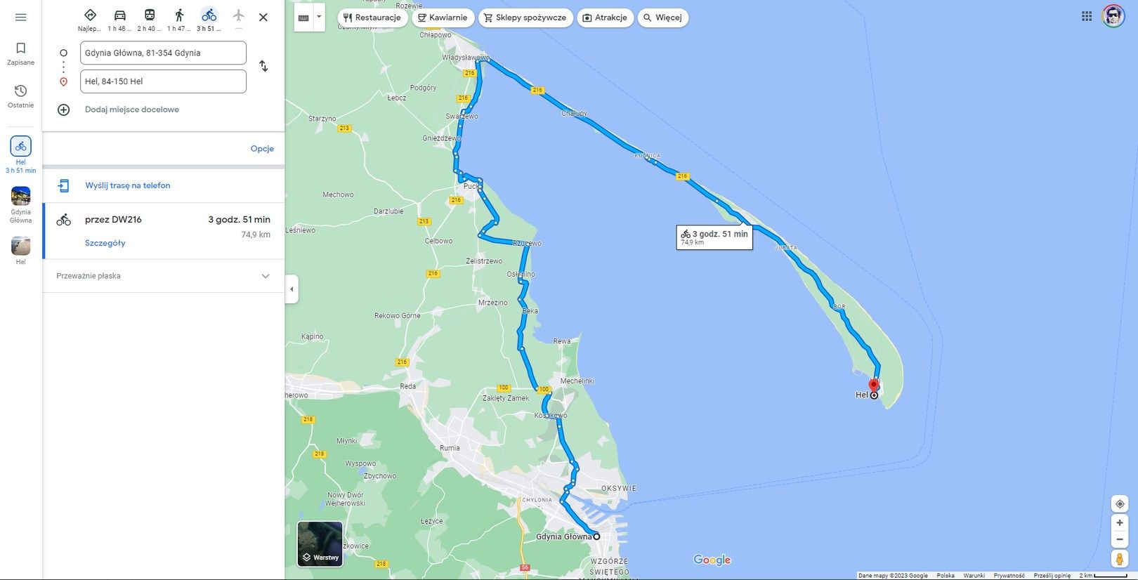 Trasa Gdynia - Hel