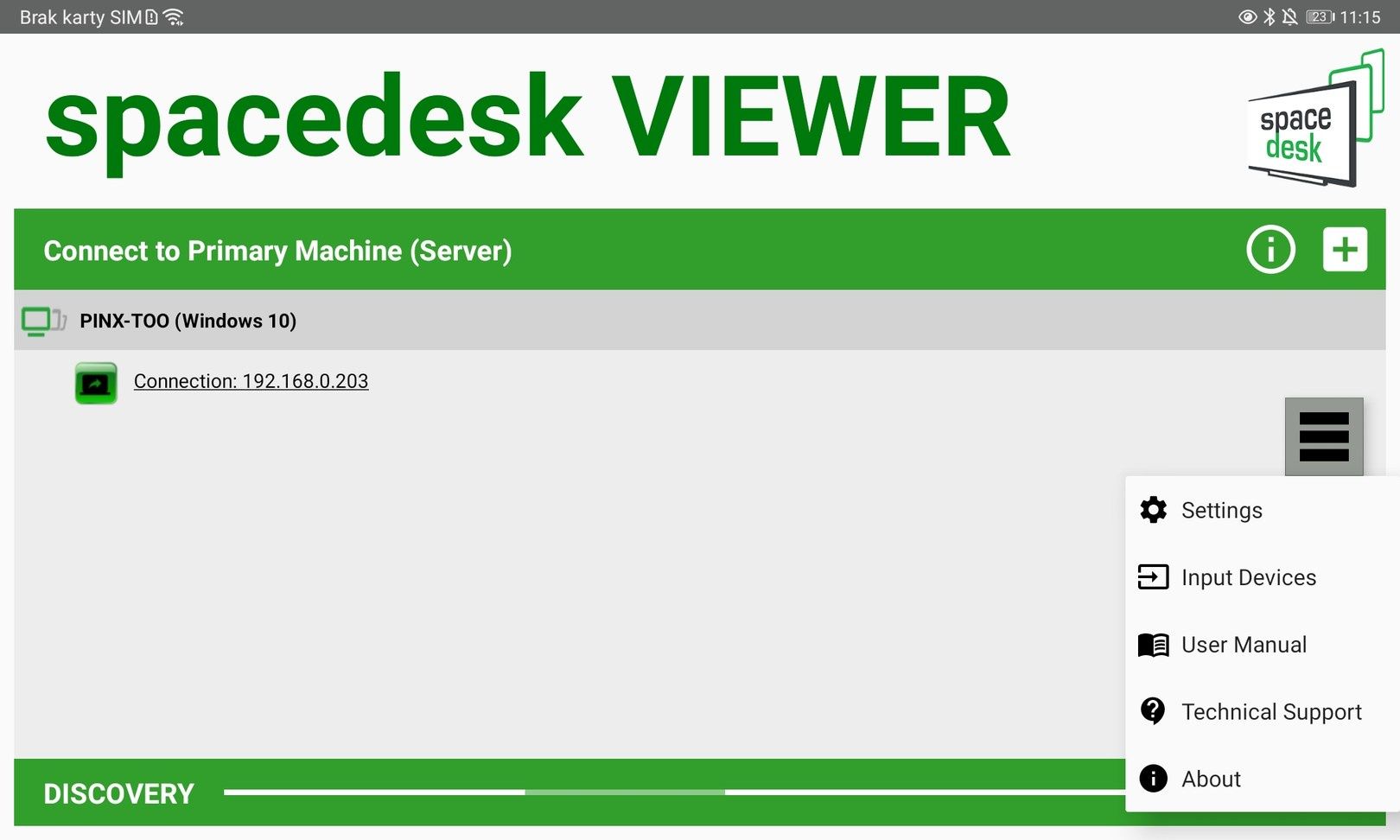 spacedesk VIEWER na tablecie konfiguracja