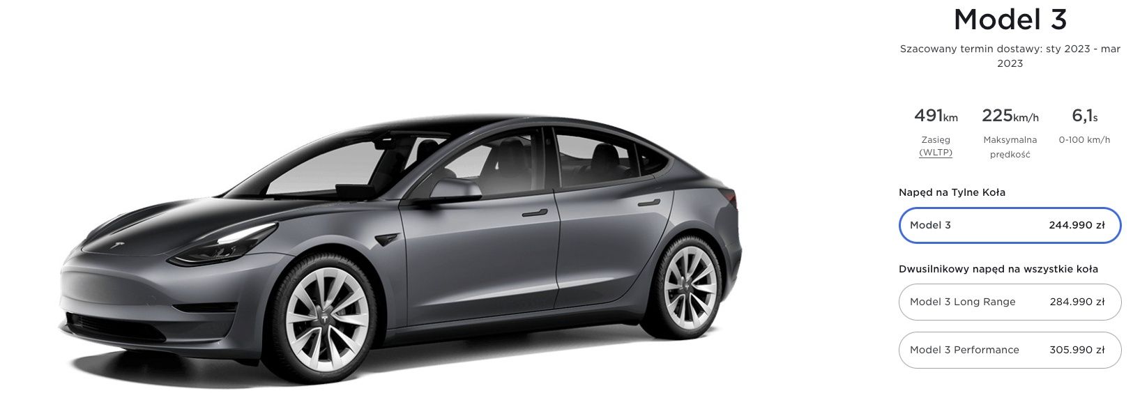 Tesla Model 3 - ceny
