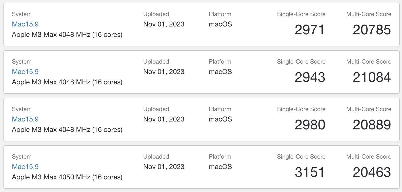 apple m3 max Geekbench 6