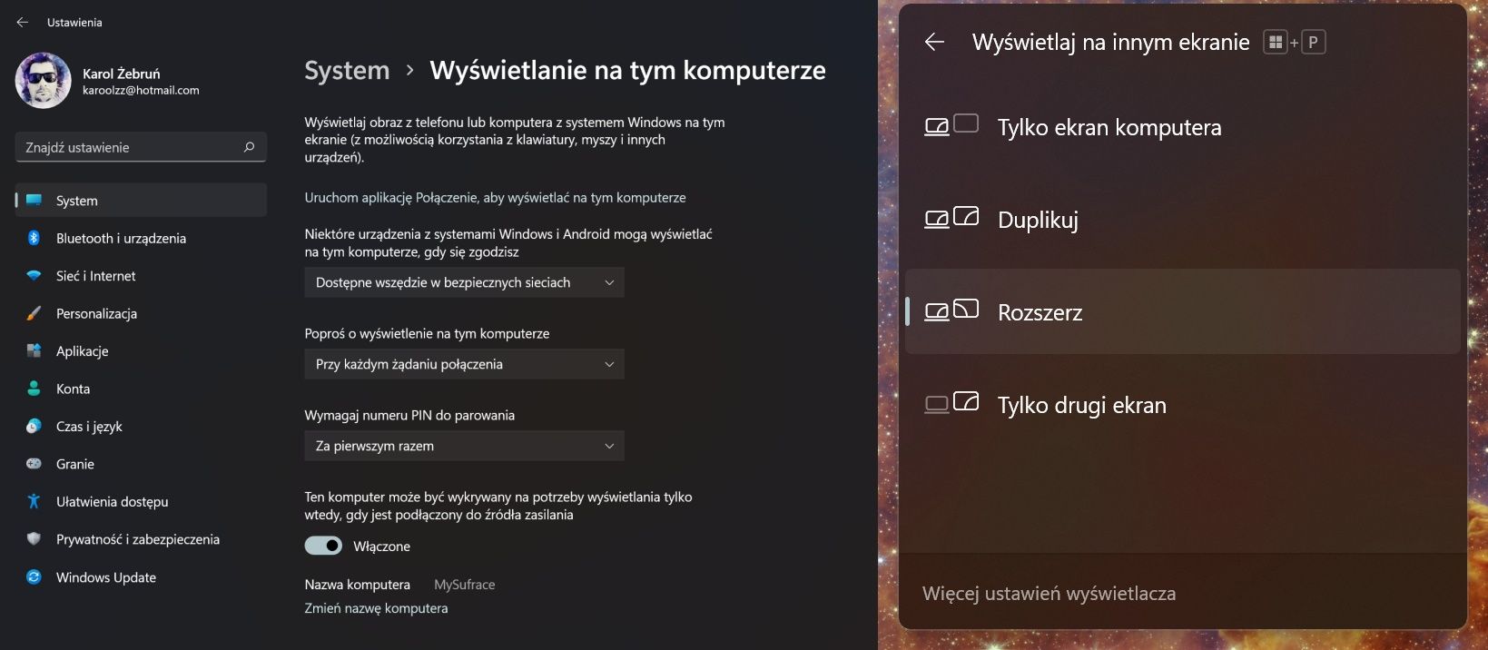 Wyświetlanie Windows
