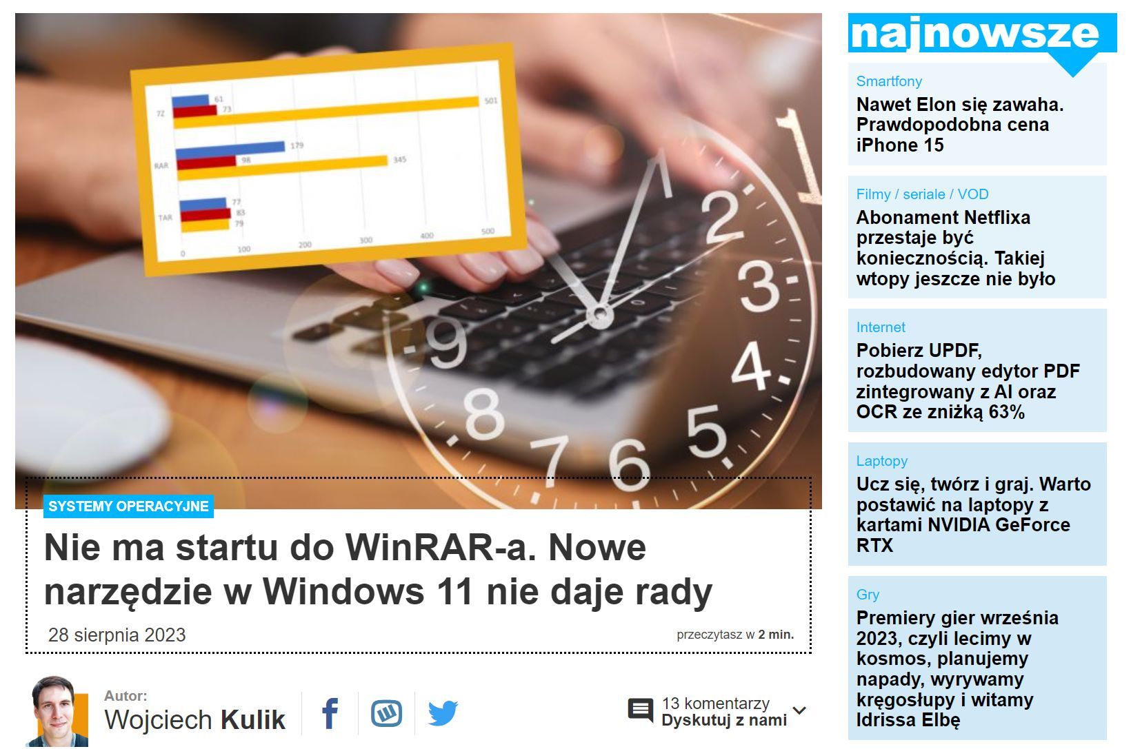 WinRAR szybszy niż Windows 11