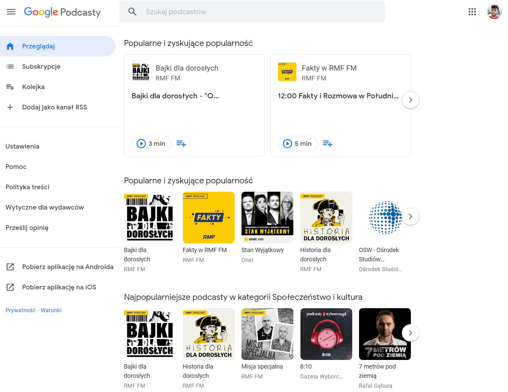 Podcasty Google