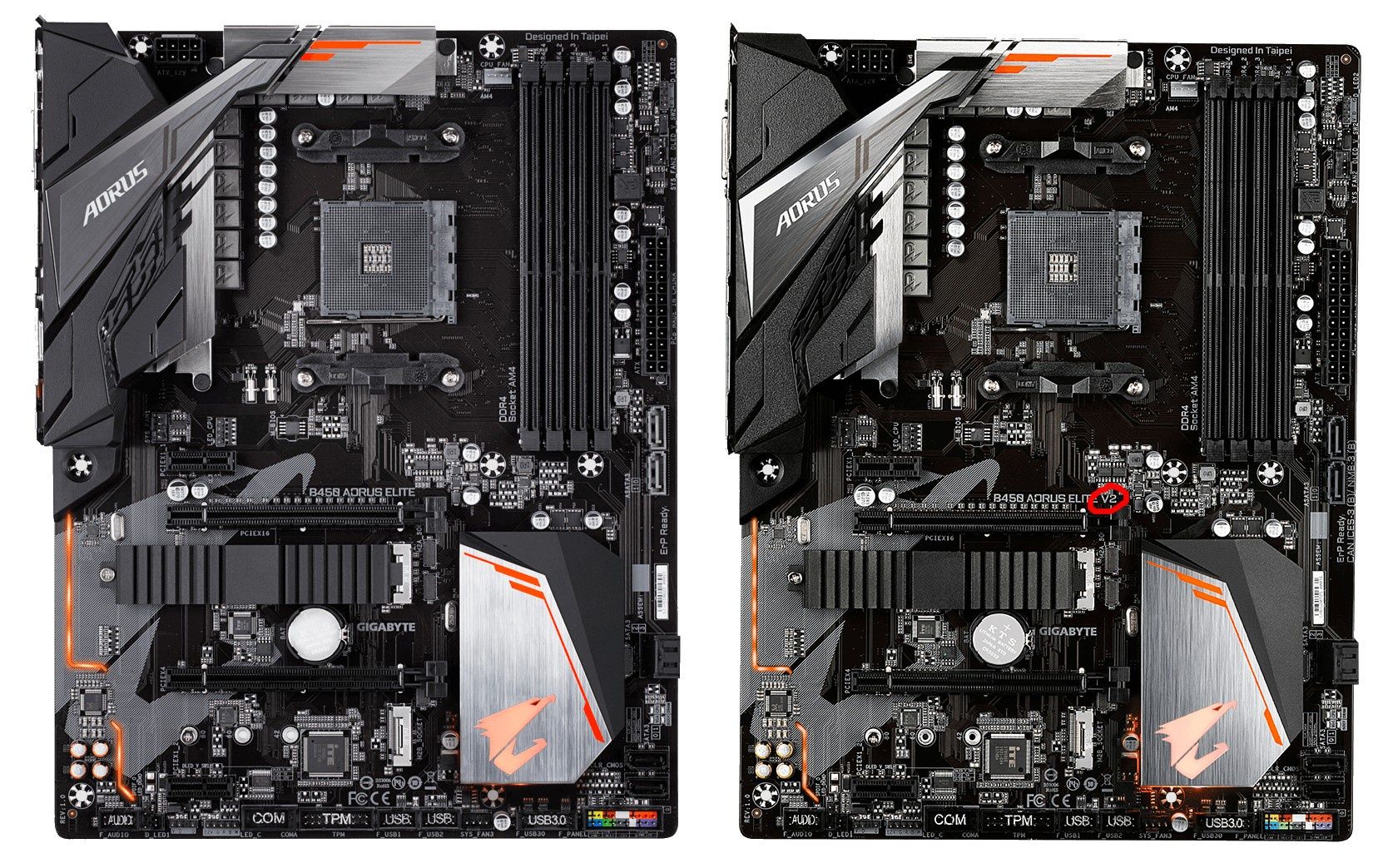 Gigabyte B450 Aorus Elite - porównanie wersji pierwszej i drugiej
