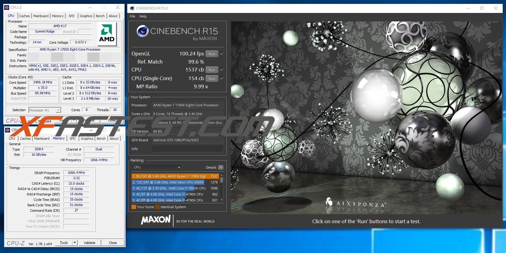 AMD Ryzen 7 1700X - wydajność Cinebench R15